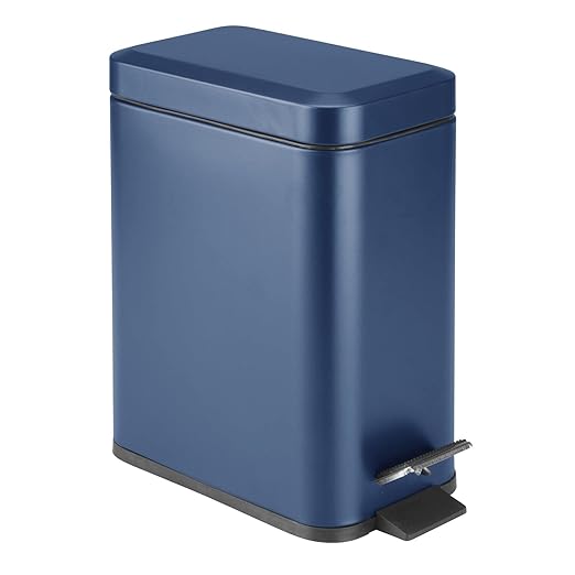 mDesign Small Modern 1.3 Gallon Rectangle Metal Lidded Step Trash Can, Compact - Image 8