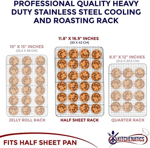 KITCHENATICS Half Sheet Cooling Rack Stainless Steel Oven Safe Set of