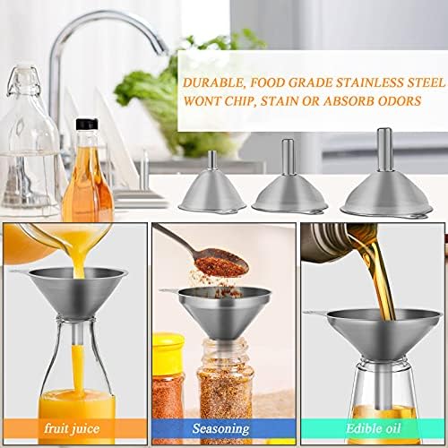 6 Pcs Stainless Steel Mini Funnels for Kitchen use. Large Tiny Small
