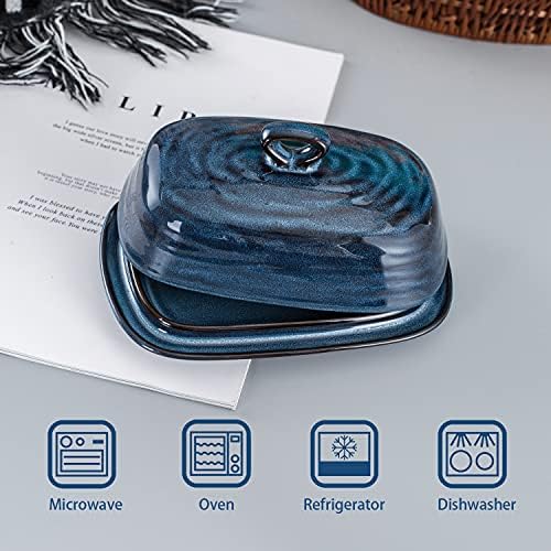 Hasense Butter Dish with Lid, Ceramic Butter Dish with Cover for