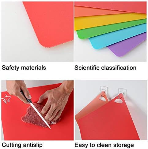 6Pcs Color Coded Cutting Boards Set, Flexible Non - Slip Chopping Mats