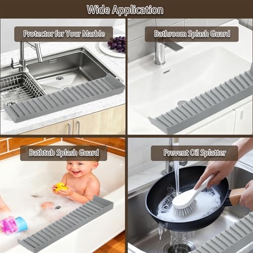 Silicone Sink Edge Protector with Suction Cup 4" x 24",Kitchen Sink