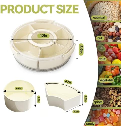 Divided Serving Tray with Lid and Handle, Portable Snackle Box for