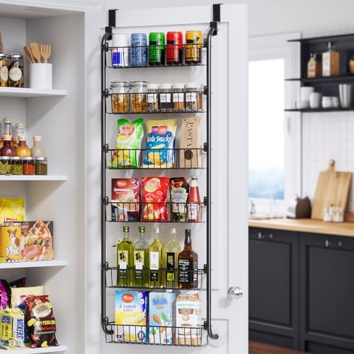 Delamu Over-the-Door Pantry Organizer, 6-Tier Metal