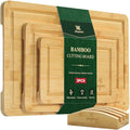 Bamboo Cutting Board Set for Kitchen - Set of 3 with Groove and
