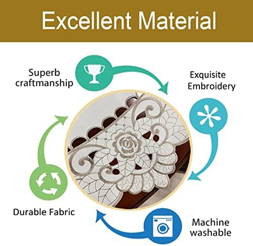 sandweek Round Table Cloth Flower Embroidered Lace Tablecloth Wrinkle