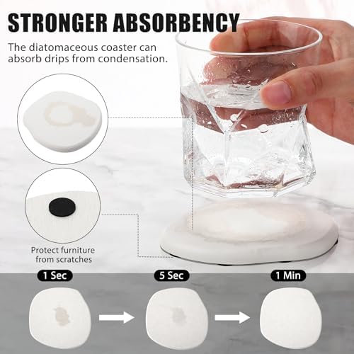 Diatomaceous Earth Coaster,Set of 6,Unique White Absorbent Coasters