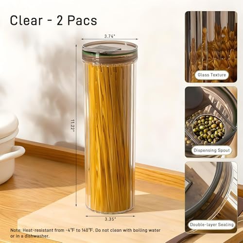 Airtight Spaghetti Container Storage Clear Pasta Holder Organizer