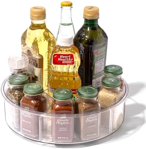 BINO Plastic Round Turntable Organizer with 6 Compartments - Clear