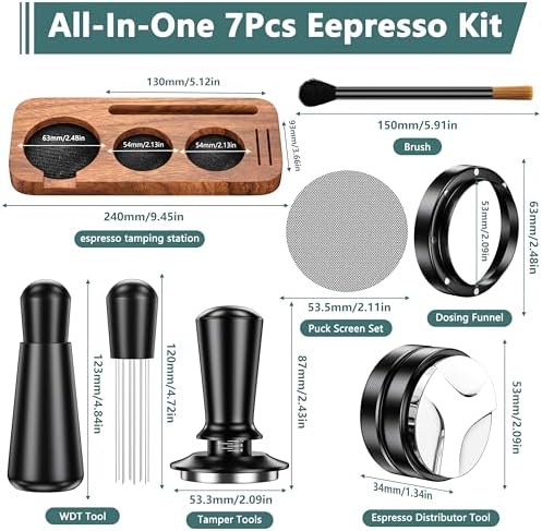 7PCS Espresso Accessories Kit,54mm Coffee Tamper Set Fits Breville