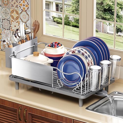 KINGRACK Stainless Steel Dish Drying Rack, Grey
