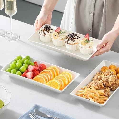 MALACASA 3 Tier Serving Trays, White Porcelain Serving Platters