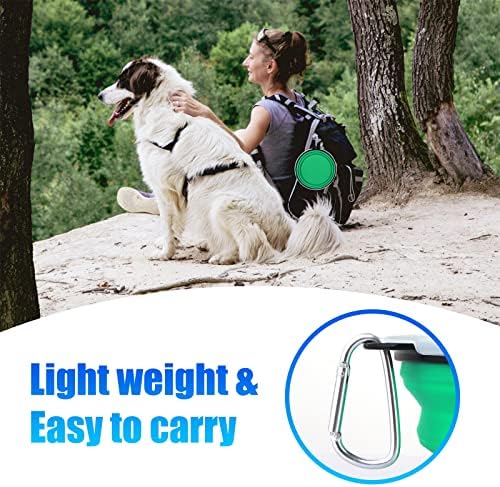 SLSON Dog Bowls Pet Collapsible Bowl with Cover Lids, 2 Pack, Light