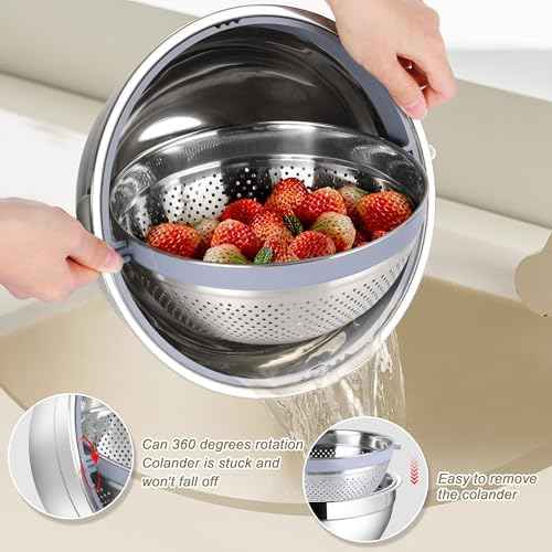 HaWare Mixing Bowl with Colander, 4-1 Bowl with Lids & 3Pcs Nesting