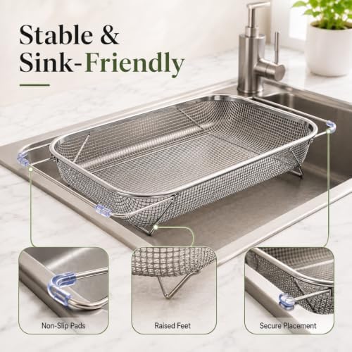 Stainless Steel Expandable Over-The-Sink Strainer Basket (XL)