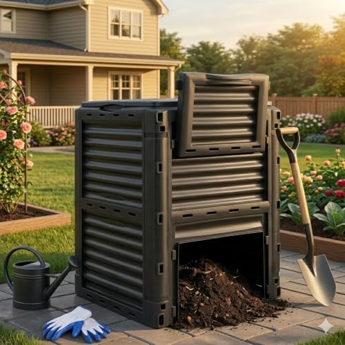 F2C 80Gal Outdoor Compost Bin, Black