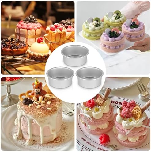 12 Pcs 4 Inch Round Cake Pans, Nonstick Aluminum Mini Cake Pans for