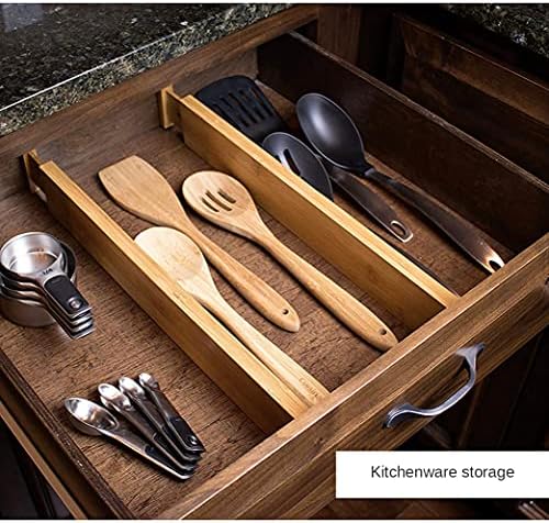 Bamboo Drawer Dividers Set of 4, Adjustable Drawer Organizers for