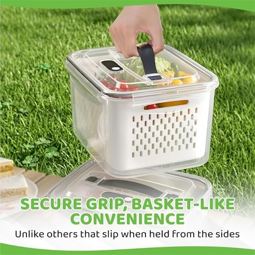 3 Pack BPA-Free Plastic Fruit Containers for Fridge