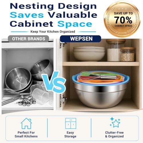 WEPSEN 25-Piece Mixing Bowls with Lids Set
