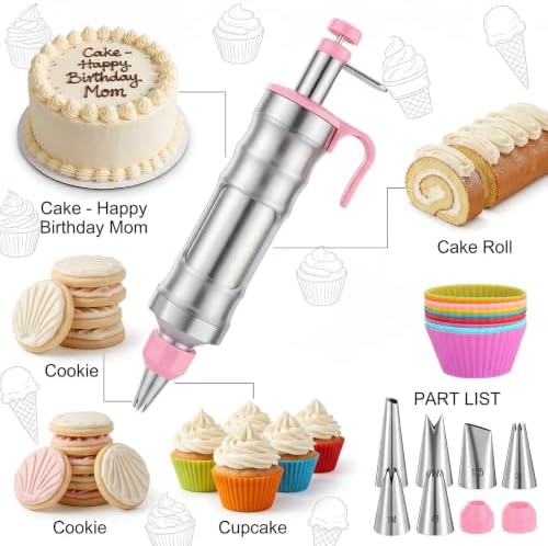 Dessert Decorating Syringe Set, Stainless Steel Frosting Kit