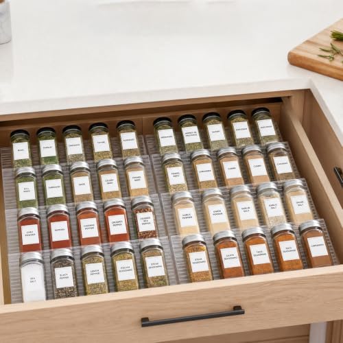 Clear Spice Drawer Organizer, 4 Tier- 8 Packs, Expandable From 11" to