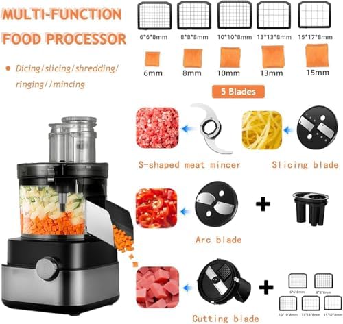 5-in-1 Electric Vegetable Chopper, 5000ml, 5 Cube Grid