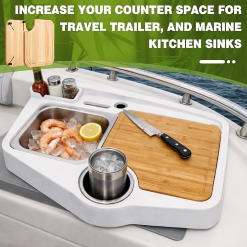 Ziliny 1 Pc RV Sink Cover Cutting Board, 14.5 x 12.5 in, Bamboo