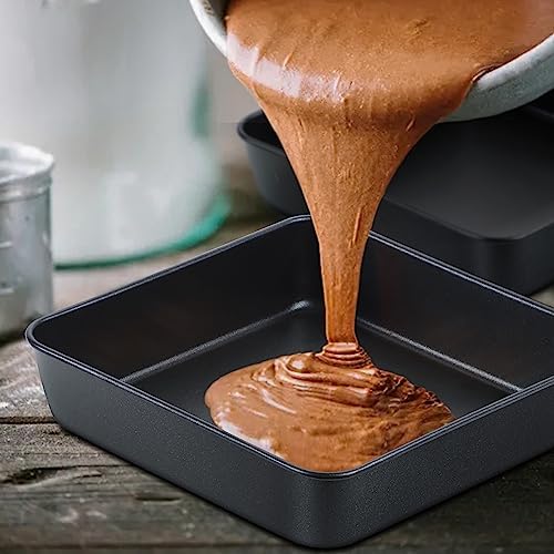 E-far 8x8 Inch Square Baking Pan with Lid Set, Nonstick Square Cake