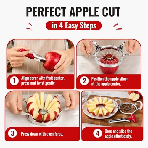 YYP Heavy Duty 12-Blade Apple Slicer, Extra Large Stainless Steel