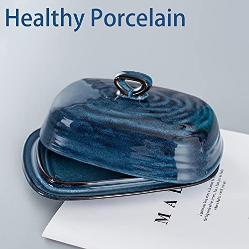 Hasense Butter Dish with Lid, Ceramic Butter Dish with Cover for