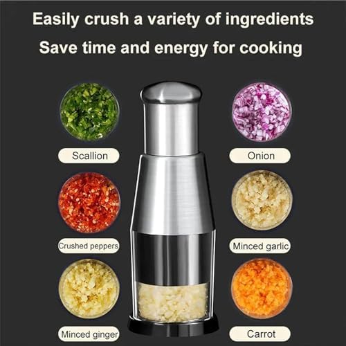 Silver Stainless Steel Garlic Press and Masher