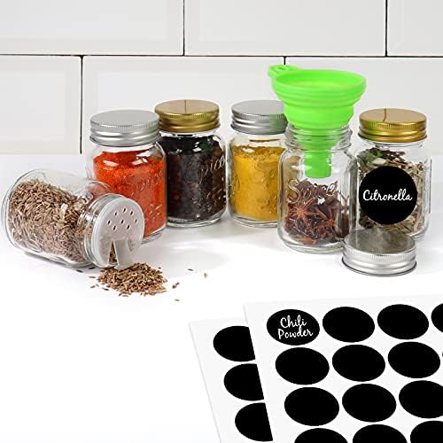 CycleMore 15 Pack 4oz Glass Spice Jars with Metal Caps and Shaker Lids