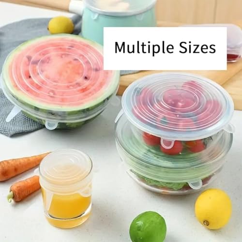 12 Pcs Silicone Stretch Lids, 6 Sizes, White