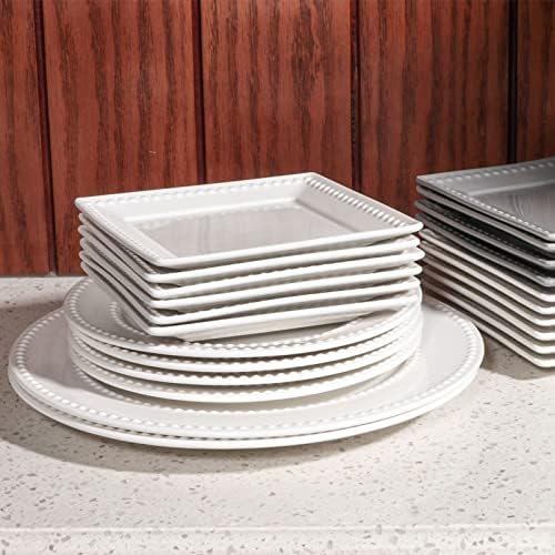 Embossed Ceramic Appetizer & Dessert Plates - Set of 6, 6 inch White
