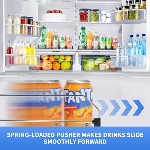 Self-Pushing 3-Row Beverage Rack for Refrigerator, Holds 15 Cans