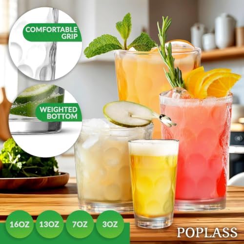 Melrose 24-Piece Family Drinking Glasses Set - Everyday Drinking