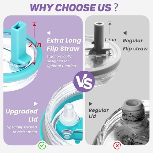 40 oz Insulated Tumbler with Flip Straw Lid - Handle, Leak-Proof