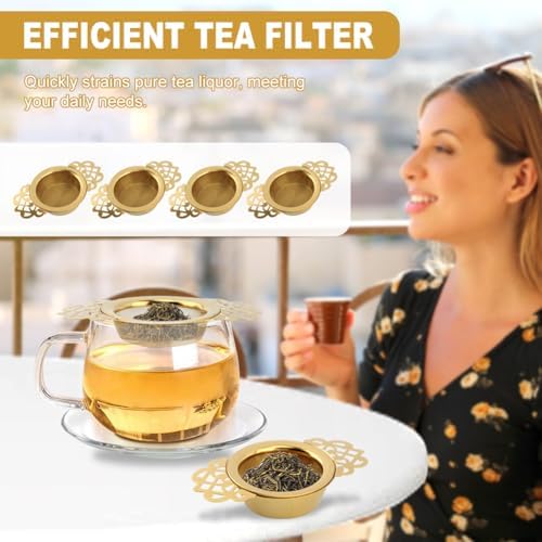 4 Pack Stainless Steel Tea Strainer Bowl, Fits 2.5-4 Inch Cup Mouth