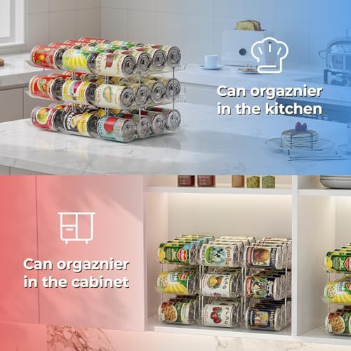 Stackable 3 Tiers Can Organizer Pantry, 2 Pack