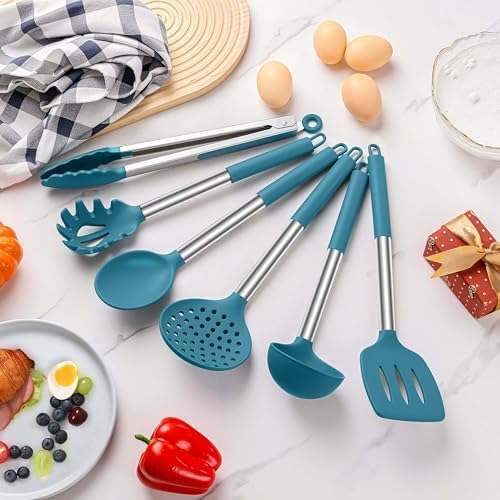 LIANYU Silicone Kitchen Utensils, 6 Pcs Cooking Utensils Spatula Set