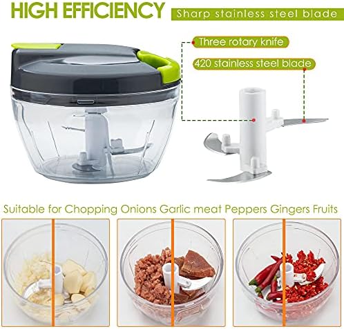 Multi-Function Manual Food Chopper & Processors with Handle and