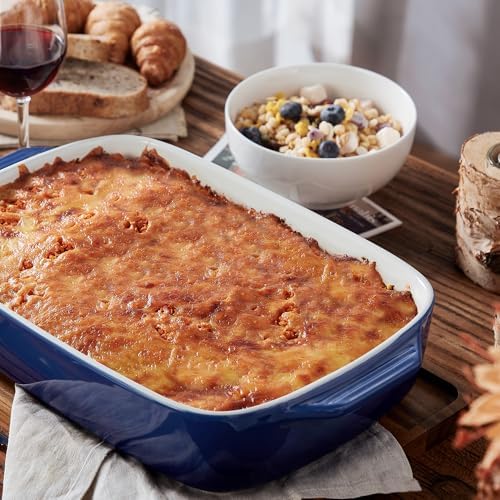 Lareina Ceramic Casserole Dish with Lid, Deep 9x13 Inch & 9 Inches Pie