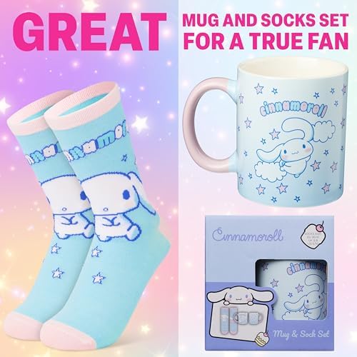 Get Trend Cinnamoroll Sanrio Coffee Mug, Socks Set, 11.5 oz Ceramic