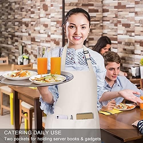 Jubatus 2 Pack 100% Cotton Aprons with 2 Pockets Cooking Chef Kitchen