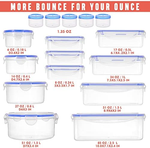 RockBerry 32 Pcs Large Plastic Food storage containers-85 oz to Sauces