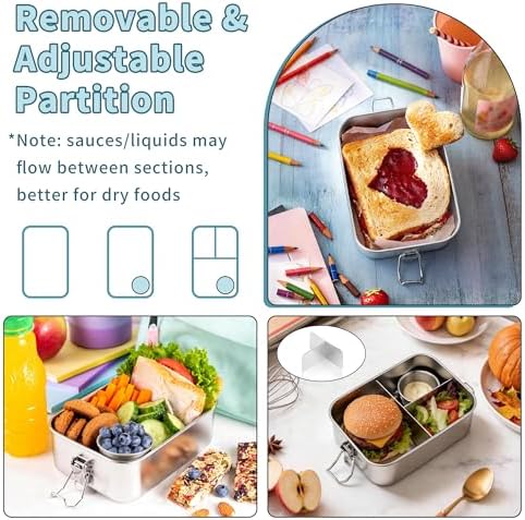 TeamFar Stainless Steel Bento Box, 47oz/1400ml Lunch Box for