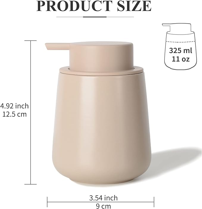 Bosilunlife Ceramic Foaming Soap Dispenser - 12Oz Bathroom Countertop Kitchen - Image 2