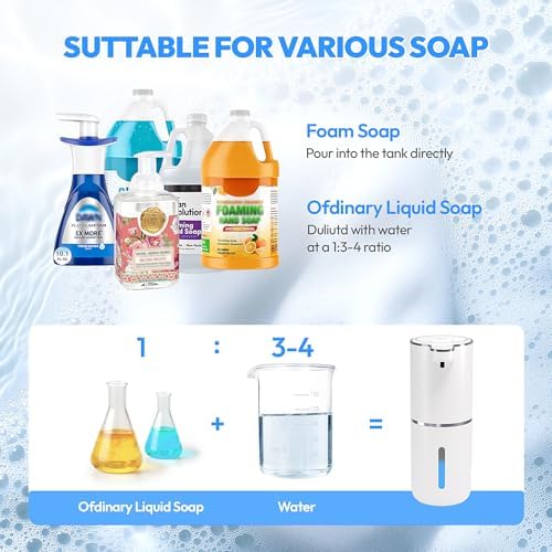 2 Pack Automatic Foaming Soap Dispensers, 12.8oz, White