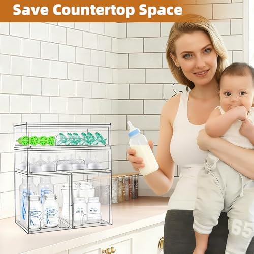 4 Pack Stackable Baby Bottle Storage Drawers